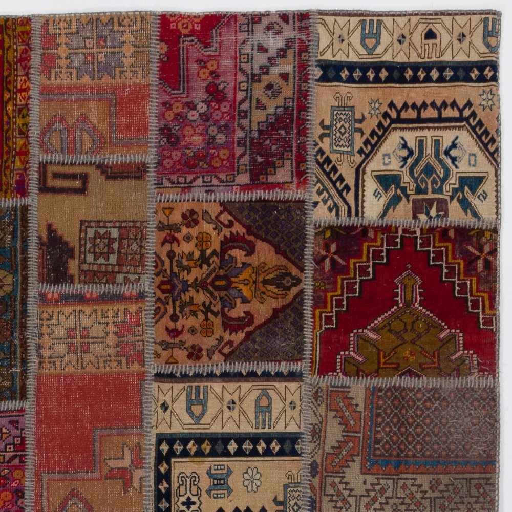 Handmade Patchwork Rug, Authentic Vintage Turkish Carpet Handmade Patchwork Rug, Authentic Vintage Turkish Carpet