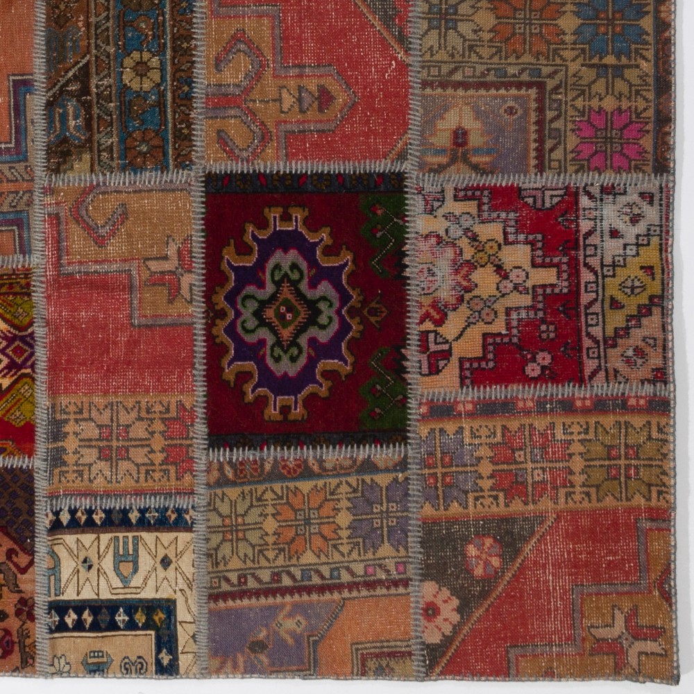 Handmade Patchwork Rug, Authentic Vintage Turkish Carpet Handmade Patchwork Rug, Authentic Vintage Turkish Carpet