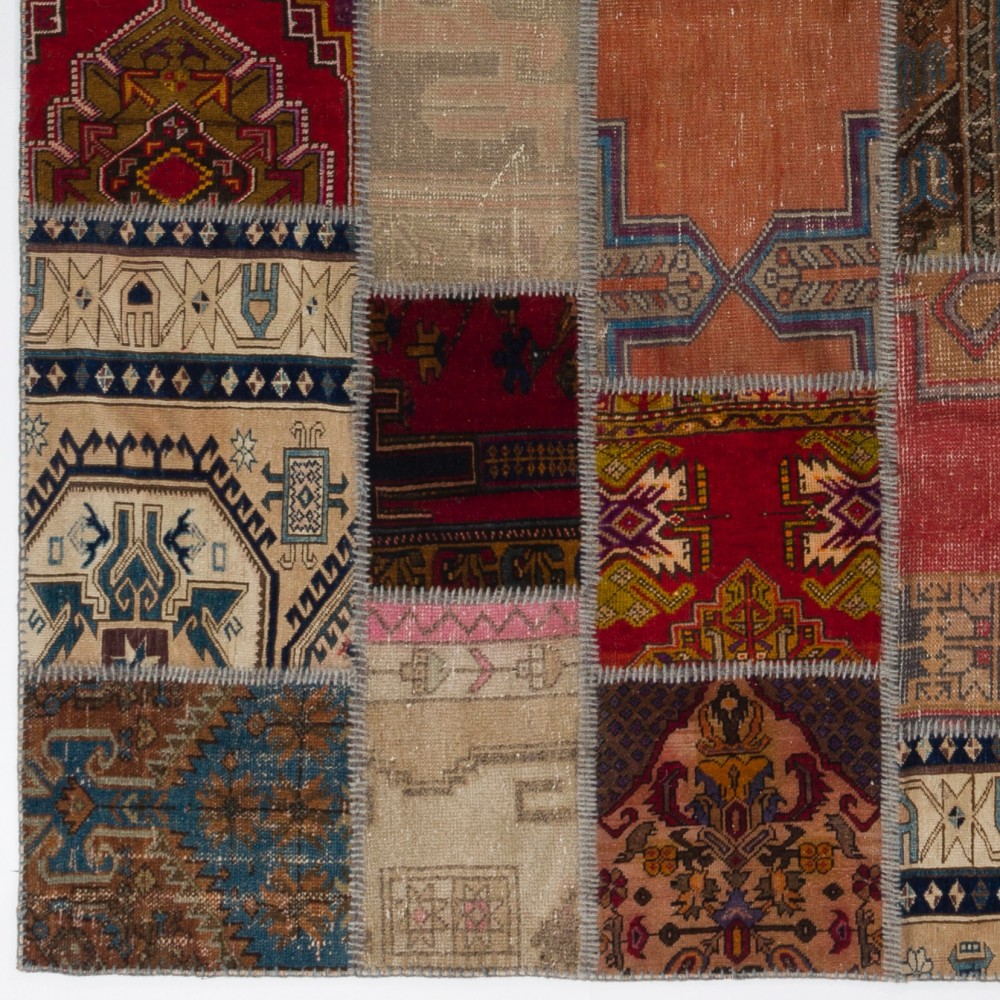Handmade Patchwork Rug, Authentic Vintage Turkish Carpet Handmade Patchwork Rug, Authentic Vintage Turkish Carpet