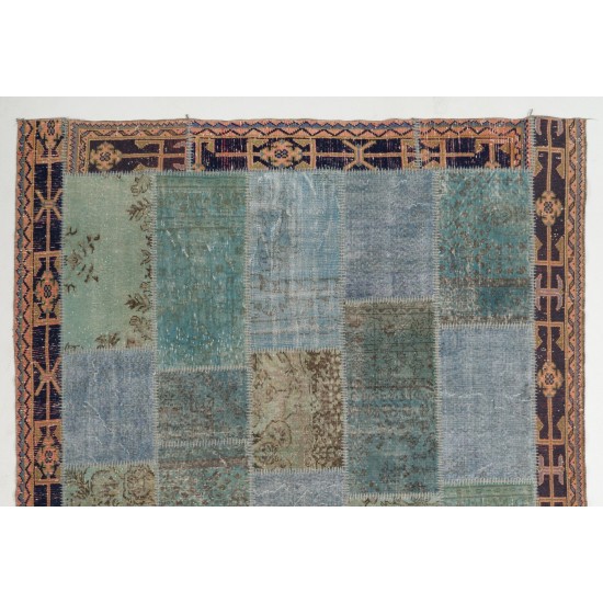 Handmade Patchwork Rug Made from Over-Dyed Vintage Carpets, CUSTOM OPTIONS Av.