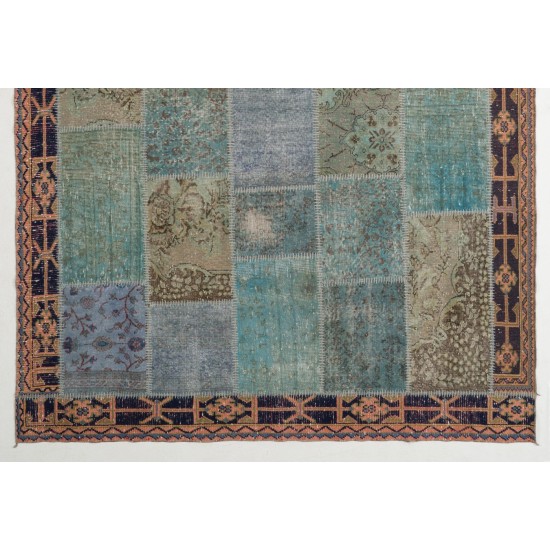 Handmade Patchwork Rug Made from Over-Dyed Vintage Carpets, CUSTOM OPTIONS Av.