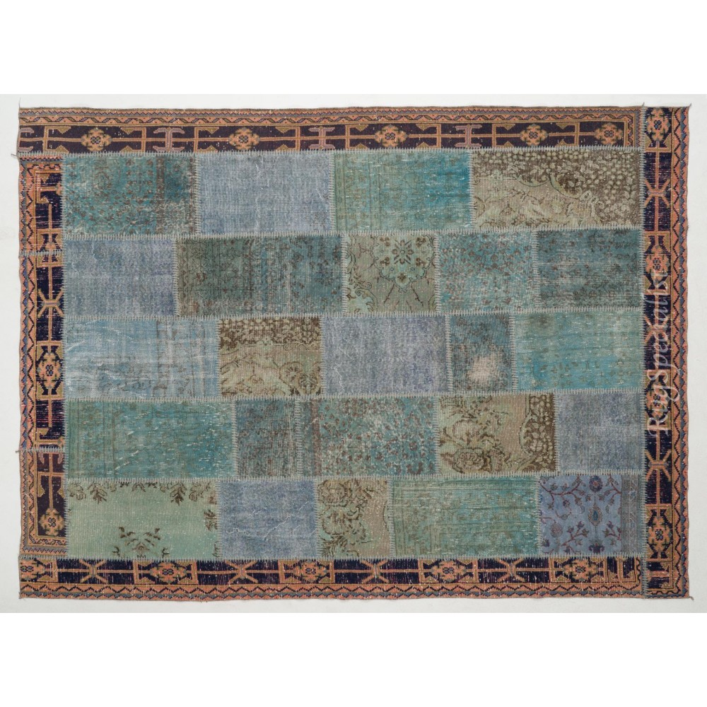 Handmade Patchwork Rug Made from Over-Dyed Vintage Carpets, CUSTOM OPTIONS Av.