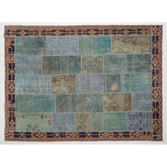 Handmade Patchwork Rug Made from Over-Dyed Vintage Carpets, CUSTOM OPTIONS Av.