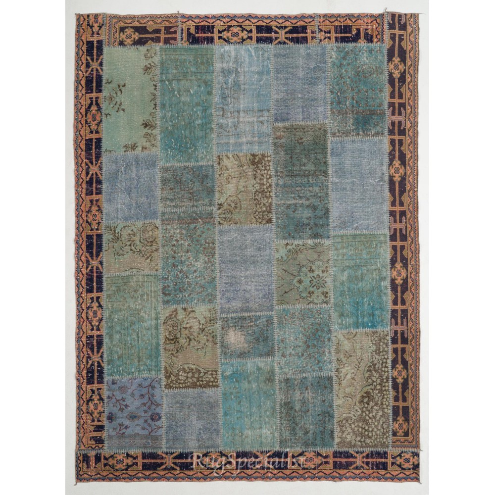 Handmade Patchwork Rug Made from Over-Dyed Vintage Carpets, CUSTOM OPTIONS Av.