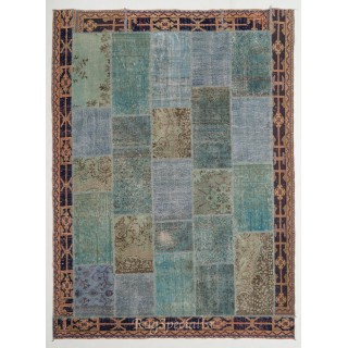 Handmade Patchwork Rug Made from Over-Dyed Vintage Carpets, CUSTOM OPTIONS Av.