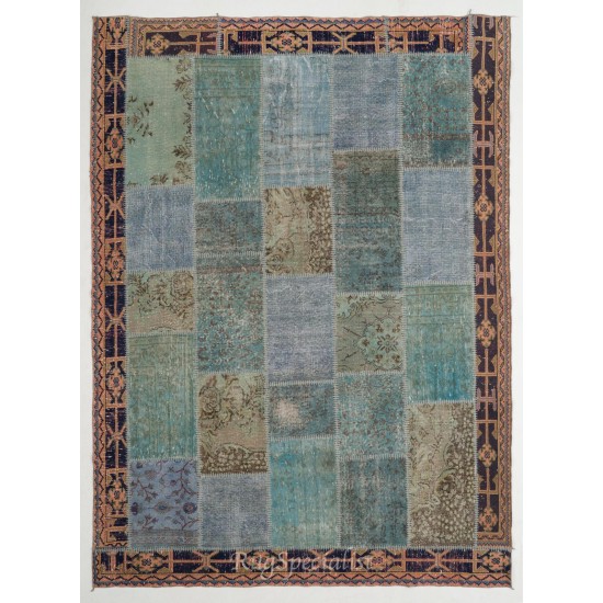 Handmade Patchwork Rug Made from Over-Dyed Vintage Carpets, CUSTOM OPTIONS Av. Handmade Patchwork Rug Made from Over-Dyed Vintage Carpets, CUSTOM OPTIONS Av.