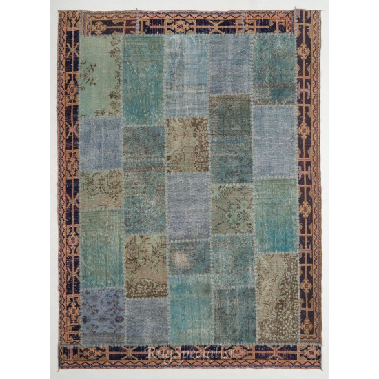 Handmade Patchwork Rug Made from Over-Dyed Vintage Carpets, CUSTOM OPTIONS Av.