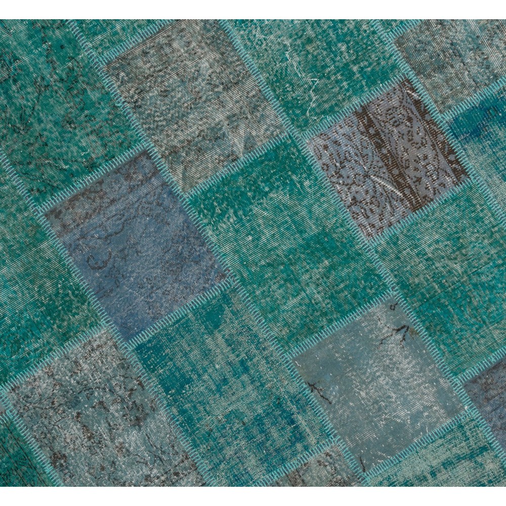 Round Handmade Turkish Patchwork Rug, Circular Vintage Re-Dyed Patchwork Carpet
