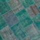 Round Hand-Knotted Teal Blue Turkish Patchwork Rug | Circular Vintage Overdyed Patchwork Carpet Round Hand-Knotted Teal Blue Turkish Patchwork Rug | Circular Vintage Overdyed Patchwork Carpet