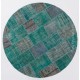 Round Handmade Turkish Patchwork Rug, Circular Vintage Re-Dyed Patchwork Carpet