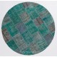 Round Handmade Turkish Patchwork Rug, Circular Vintage Re-Dyed Patchwork Carpet