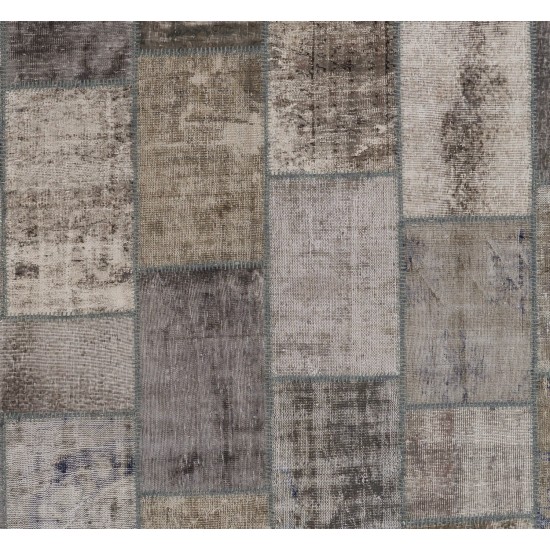 Modern Handmade Distressed Turkish Patchwork Rug, Decorative Living Room Carpet