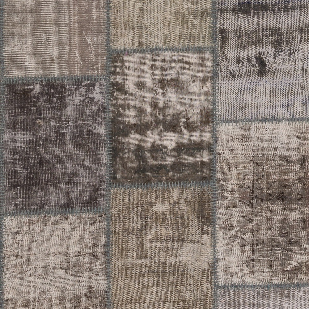 Distressed Vintage Gray Wool Patchwork Rug | Hand-Knotted Turkish Carpet for Living Room and Bedroom Distressed Vintage Gray Wool Patchwork Rug | Hand-Knotted Turkish Carpet for Living Room and Bedroom