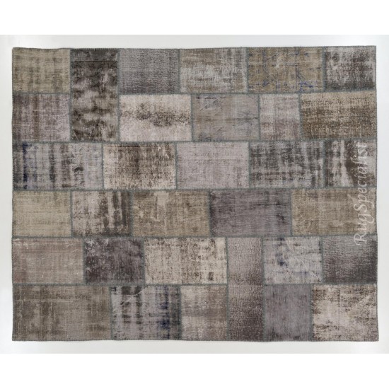 Modern Handmade Distressed Turkish Patchwork Rug, Decorative Living Room Carpet