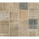 Modern Turkish Patchwork Rug in Muted Colors, Handmade Shabby Chic Wool Carpet