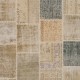 Vintage Muted Beige Patchwork Rug | Hand-Knotted Turkish Wool Carpet for Living Room, Dining Room and Bedroom Vintage Muted Beige Patchwork Rug | Hand-Knotted Turkish Wool Carpet for Living Room, Dining Room and Bedroom