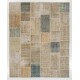 Modern Turkish Patchwork Rug in Muted Colors, Handmade Shabby Chic Wool Carpet