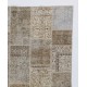 Vintage Neutral Beige Patchwork Rug | Hand-Knotted Turkish Wool Carpet for Living Room, Dining Room and Bedroom Vintage Neutral Beige Patchwork Rug | Hand-Knotted Turkish Wool Carpet for Living Room, Dining Room and Bedroom
