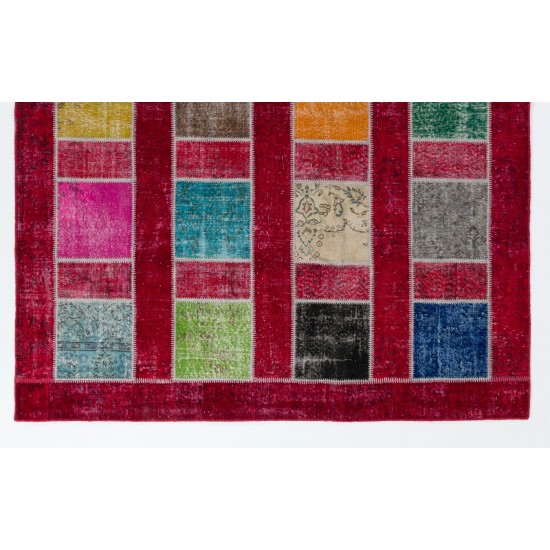 Colorful Handmade Patchwork Rug for Kitchen, Dining Room, Office & Living Room Decor, Turkish Wool Carpet with Bohemian Style Colorful Handmade Patchwork Rug for Kitchen, Dining Room, Office & Living Room Decor, Turkish Wool Carpet with Bohemian Style
