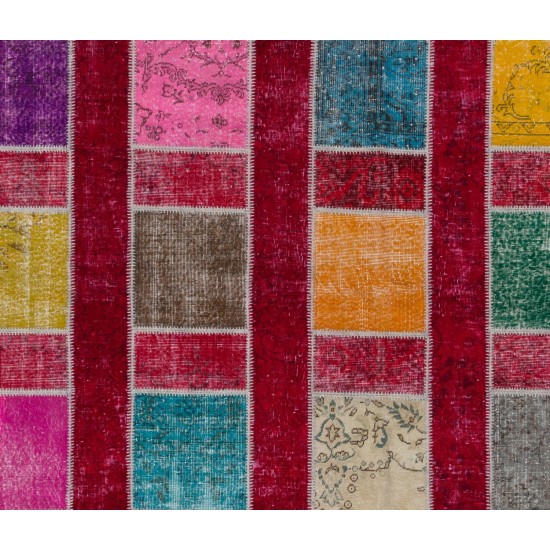Colorful Handmade Patchwork Rug for Kitchen, Dining Room, Office & Living Room Decor, Turkish Wool Carpet with Bohemian Style Colorful Handmade Patchwork Rug for Kitchen, Dining Room, Office & Living Room Decor, Turkish Wool Carpet with Bohemian Style