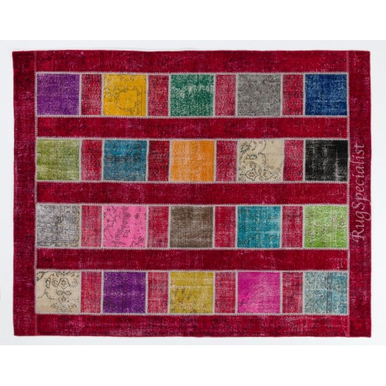 Colorful Handmade Patchwork Rug for Kitchen, Dining Room, Office & Living Room Decor, Turkish Wool Carpet with Bohemian Style Colorful Handmade Patchwork Rug for Kitchen, Dining Room, Office & Living Room Decor, Turkish Wool Carpet with Bohemian Style
