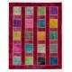Colorful Handmade Patchwork Rug for Kitchen, Dining Room, Office & Living Room Decor, Red Ground Turkish Carpet 