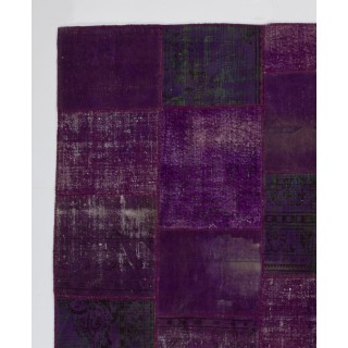 Handmade Purple Patchwork Rug | Modern Overdyed Turkish Wool Carpet for Living Room, Bedroom and Kitchen Handmade Purple Patchwork Rug | Modern Overdyed Turkish Wool Carpet for Living Room, Bedroom and Kitchen
