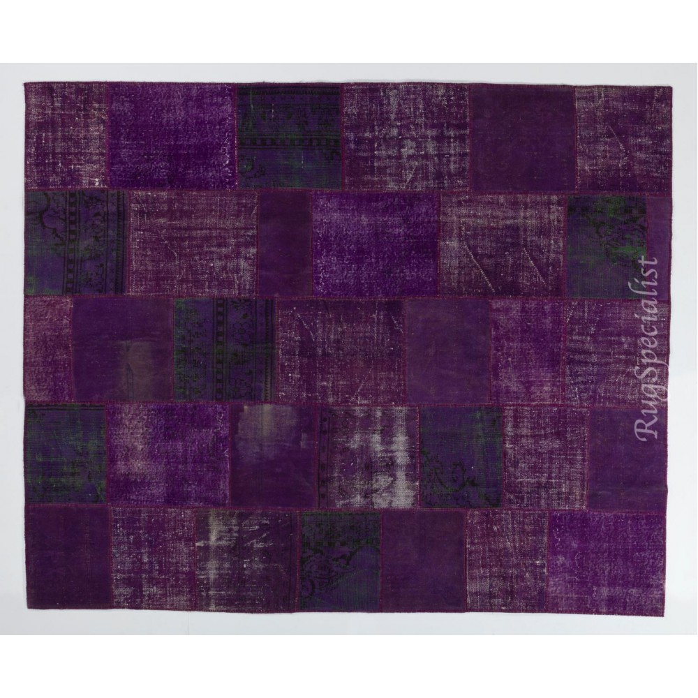 Handmade Patchwork Rug Made from Over-Dyed Vintage Carpets, CUSTOM OPTIONS Av.