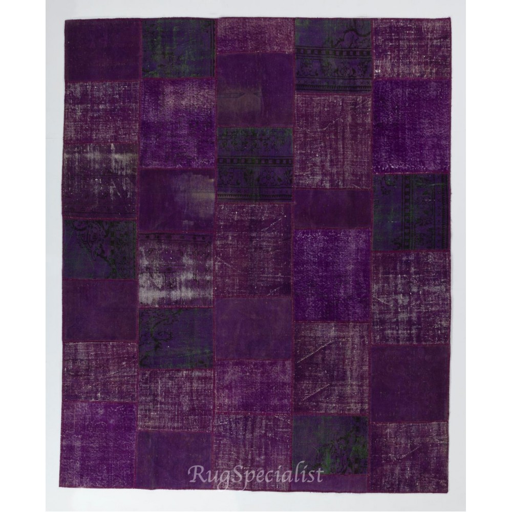 Handmade Patchwork Rug Made from Over-Dyed Vintage Carpets, CUSTOM OPTIONS Av.