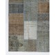 Vintage Gray, Brown and Blue Patchwork Rug | Hand-Knotted Overdyed Turkish Wool Carpet for Living Room, Bedroom and Kitchen Vintage Gray, Brown and Blue Patchwork Rug | Hand-Knotted Overdyed Turkish Wool Carpet for Living Room, Bedroom and Kitchen