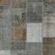 Vintage Gray, Brown and Blue Patchwork Rug | Hand-Knotted Overdyed Turkish Wool Carpet for Living Room, Bedroom and Kitchen Vintage Gray, Brown and Blue Patchwork Rug | Hand-Knotted Overdyed Turkish Wool Carpet for Living Room, Bedroom and Kitchen