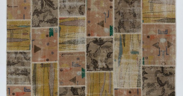 Handmade Patchwork Rug, Natural & Undyed, Authentic Vintage Carpet