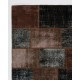 Contemporary Brown and Black Patchwork Rug | Hand-Knotted Overdyed Turkish Wool Carpet for Living Room, Bedroom and Guest Room