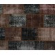 Contemporary Handmade Patchwork Rug in Brown and Black Colors, Vintage Re-Dyed Carpet from Central Anatolia / Turkey