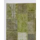 Handknotted Green Overdyed Patchwork Rug | Contemporary Turkish Wool Carpet for Living Room, Bedroom and Kitchen Handknotted Green Overdyed Patchwork Rug | Contemporary Turkish Wool Carpet for Living Room, Bedroom and Kitchen
