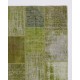 Handknotted Green Overdyed Patchwork Rug | Contemporary Turkish Wool Carpet for Living Room, Bedroom and Kitchen Handknotted Green Overdyed Patchwork Rug | Contemporary Turkish Wool Carpet for Living Room, Bedroom and Kitchen
