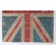 Union Jack British Flag Design Rug. Handmade Wool Patchwork Rug in Blue, Red and Cream. United Kingdom Carpet for Modern Interiors