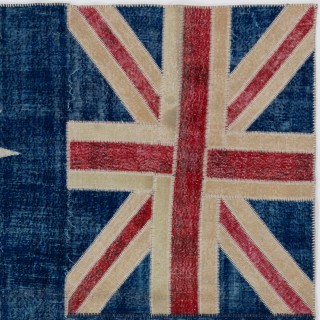 Handmade Blue Patchwork Rug with Australian Flag Design Handmade Blue Patchwork Rug with Australian Flag Design