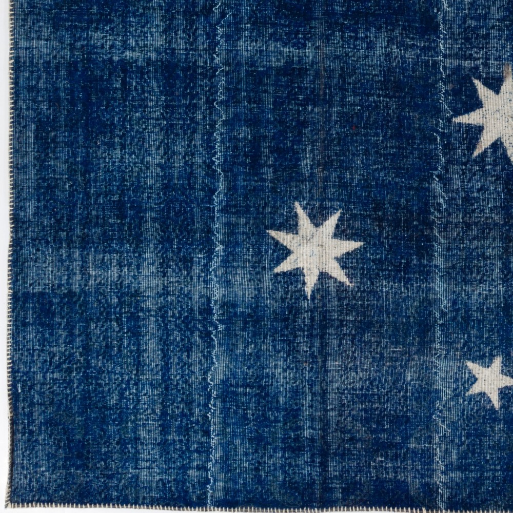 Handmade Blue Patchwork Rug with Australian Flag Design Handmade Blue Patchwork Rug with Australian Flag Design