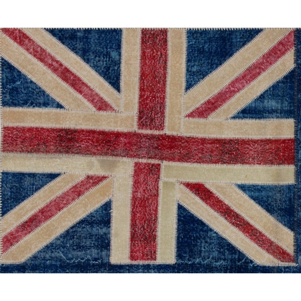 Handmade Blue Patchwork Rug with Australian Flag Design