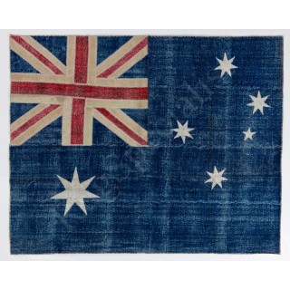 Handmade Blue Patchwork Rug with Australian Flag Design