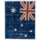 Handmade Blue Patchwork Rug with Australian Flag Design