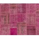 Pink Handmade Patchwork Rug. Modern Turkish Carpet for Living Room, Dining Room, Kitchen, Kids Room and Bedroom Decor