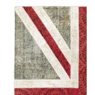 United Kingdom Flag Pattern Hand-Knotted Patchwork Rug in Faded Blue, Red and Beige | Union Jack British Flag Design Carpet United Kingdom Flag Pattern Hand-Knotted Patchwork Rug in Faded Blue, Red and Beige | Union Jack British Flag Design Carpet