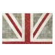 United Kingdom Flag Pattern Hand-Knotted Patchwork Rug in Faded Blue, Red and Cream. Modern Union Jack British Flag Design Carpet