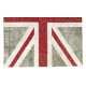 United Kingdom Flag Pattern Hand-Knotted Patchwork Rug in Faded Blue, Red and Cream. Modern Union Jack British Flag Design Carpet