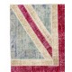 Union Jack British Flag Patchwork Rug | Hand-Knotted Red Blue Beige Overdyed Vintage Wool Carpet Union Jack British Flag Patchwork Rug | Hand-Knotted Red Blue Beige Overdyed Vintage Wool Carpet
