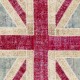 Union Jack British Flag Patchwork Rug | Hand-Knotted Red Blue Beige Overdyed Vintage Wool Carpet Union Jack British Flag Patchwork Rug | Hand-Knotted Red Blue Beige Overdyed Vintage Wool Carpet