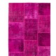 Hand-Knotted Bright Pink Patchwork Rug for Living Room, Bedroom and Dining Room | Contemporary Overdyed Turkish Wool Carpet Hand-Knotted Bright Pink Patchwork Rug for Living Room, Bedroom and Dining Room | Contemporary Overdyed Turkish Wool Carpet