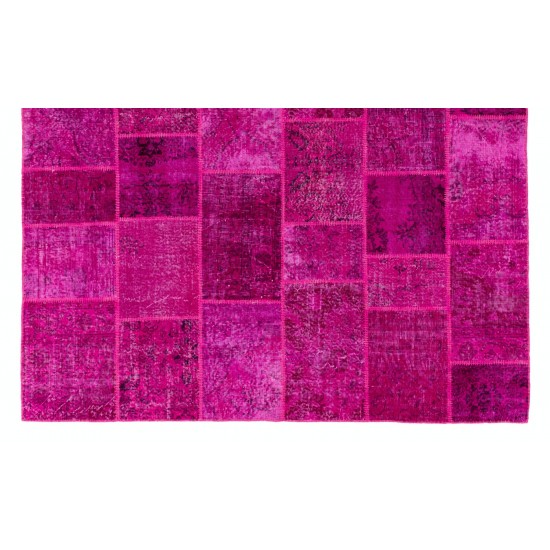 Handmade Patchwork Rug Made from Over-Dyed Vintage Carpets, CUSTOM OPTIONS Av.